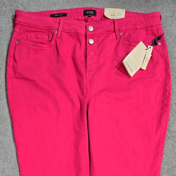 NYDJ NWT Big Pink Sheri Slim Double Button Fly Ankle Jeans Barbie MFOZSA2827 - Picture 5 of 10